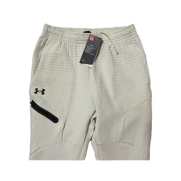 Under Armour Unstoppable Fleece Grid Joggers Cream 1386544-110 Men's‎ Size LARGE - Picture 4 of 15